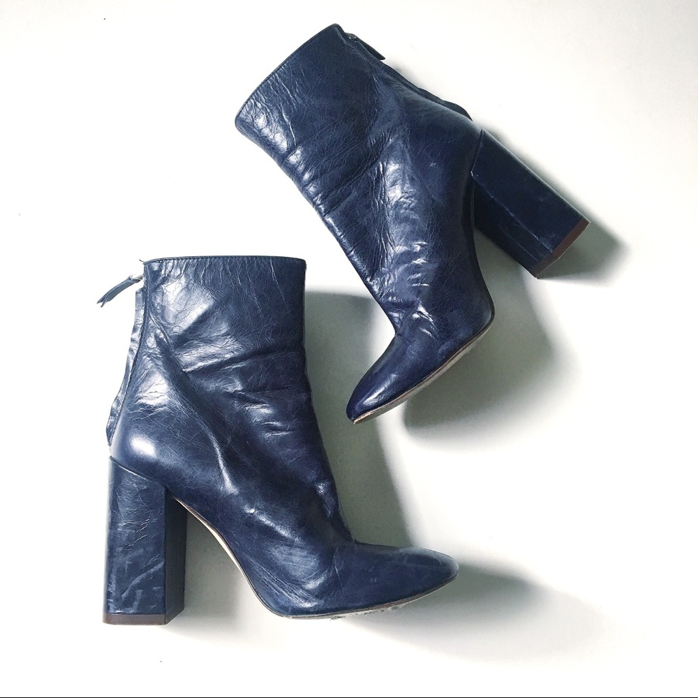 ZARA Blue Leather Boots - Size 6